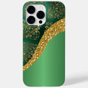 Glam Gold Glitter Green Metallic Case-Mate iPhone 14 Pro Max Case