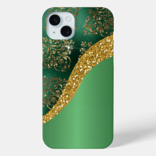 Glam Gold Glitter Green Metallic  iPhone 15 Mini Case