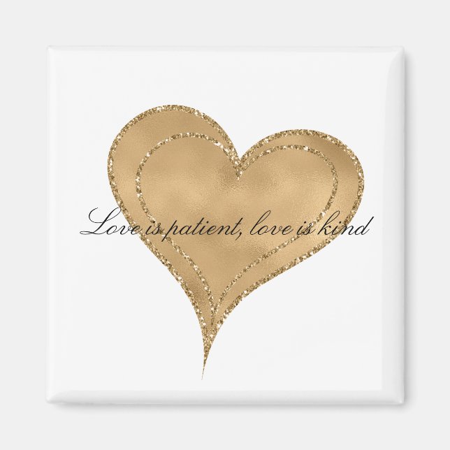 Glam Gold Glitter Heart    Magnet (Front)