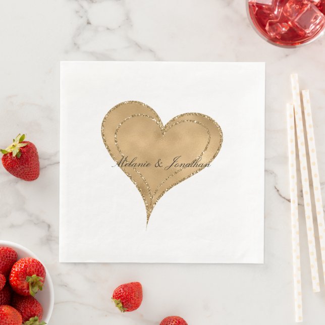 Glam Gold Glitter Heart Napkins (Insitu)