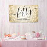 Glam Gold Glitter Lights 50th Birthday  Banner<br><div class="desc">Elegant Glam Gold Glitter Lights Glitter 50th Birthday Script template featuring sparkly glitter lights and modern typography script.</div>