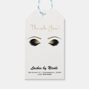 Glam Gold Glitter Makeup Eyelashes Beauty Salon Gift Tags