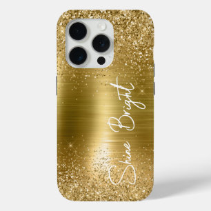 Glam Gold Glitter Sparkle iPhone 15 Pro Case