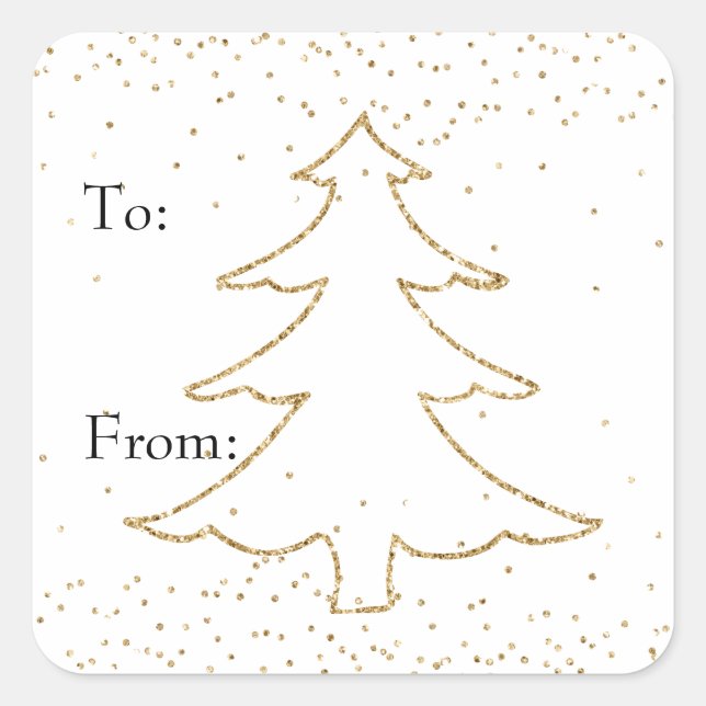 Glam Gold Glitter Sparkle Christmas Tree   Square Sticker (Front)