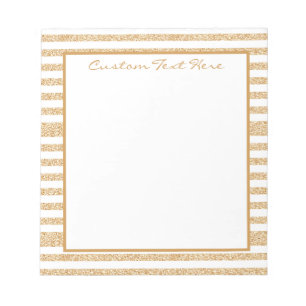 Glam Gold Glitter Stripe Pattern Girly Sparkle  Notepad