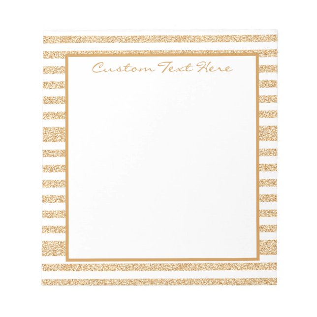 Glam Gold Glitter Stripe Pattern Girly Sparkle  Notepad (Front)