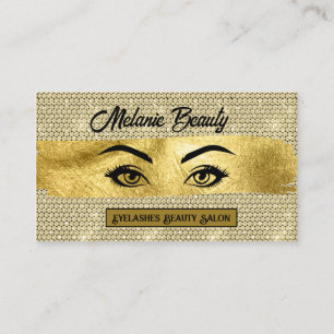 Glam gold glitter vintage luxury eyelashes Business Card