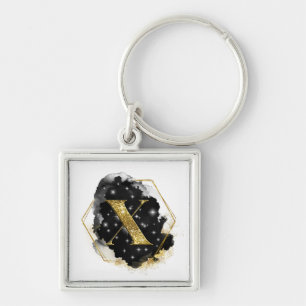 Glam Gold Glitter X Monogram Keychain