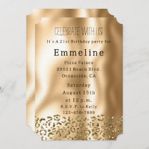 Glam Gold Glitzy Leopard Invitation