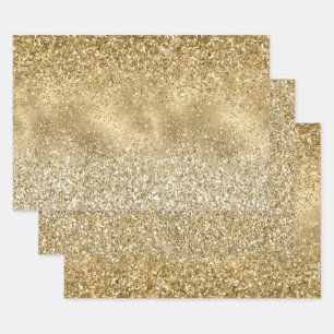 Glam Gold Glitzy Sparkle Glitter Wrapping Paper Sheet