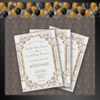 Glam Gold Great Gatsby White Art Deco 20s Wedding