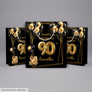 Glam Gold High Heels 90th Birthday Gift Bag