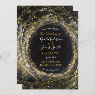 Glam Gold Iridescent Modern Abstract Glam Wedding Invitation