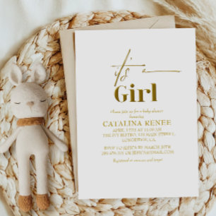 Glam Gold Its a Girl Baby Shower Invitation