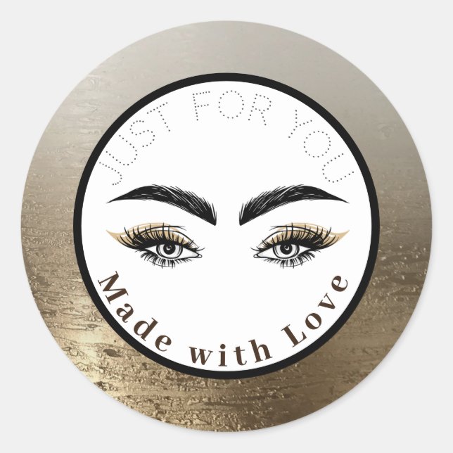 Glam Gold Lashes Makeup Eyes Classic Round Sticker (Front)