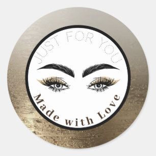 Glam Gold Lashes Makeup Eyes Classic Round Sticker