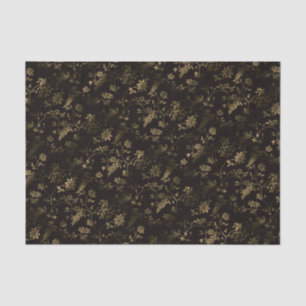Glam gold leaves pattern brown tissue paper