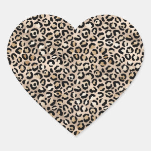 Glam Gold Leopard Print Ombre Heart Sticker
