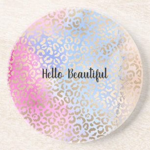 Glam Gold Leopard Print Pink Blue Peach Tie dye Coaster