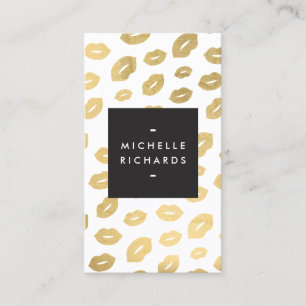 Glam Gold Lip Print Makeup Artist Beauty White Business Card