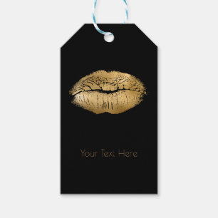Glam Gold Lips Kiss Black Makeup Personalised Gift Tags