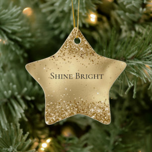 Glam Gold Luxe Glitzy Sparkle Glitter Ceramic Tree Decoration