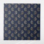 Glam Gold Mermaid Navy Blue Tile<br><div class="desc">Navy Blue tile with gold mermaids.  Hex code for navy blue is #202A44.</div>