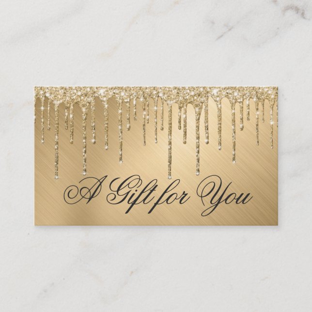 Glam Gold Metallic Glitter Drips Gift Certificate (Front)