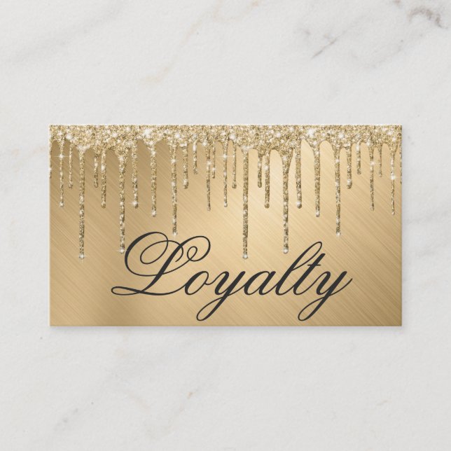 Glam Gold Metallic Glitter Drips Loyalty Card (Front)