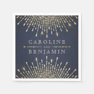 Glam gold navy deco vintage wedding monogram napki napkin