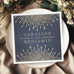 Glam gold navy deco vintage wedding monogram napki napkin