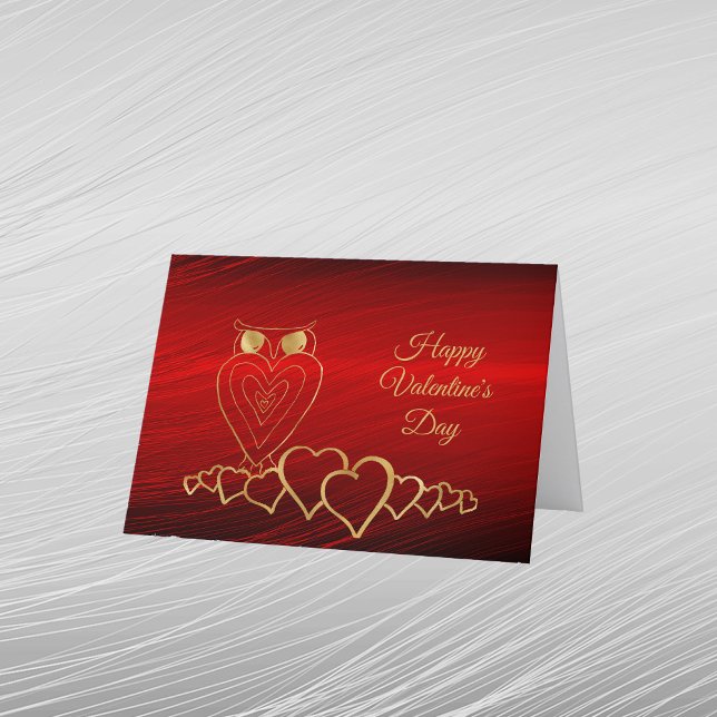 Glam Gold Owl Heart Valentine Holiday Card (Creator Uploaded)