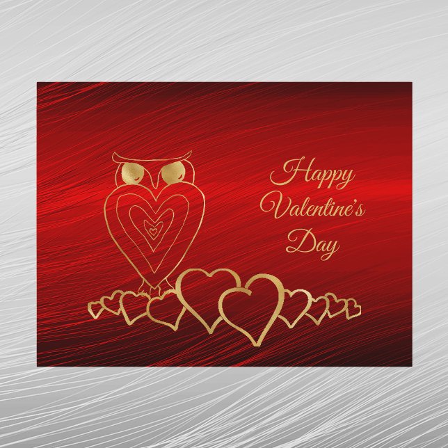 Glam Gold Owl Heart Valentine Holiday Postcard (Creator Uploaded)