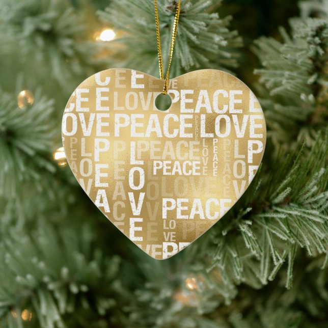 Glam Gold Peace Love     Ceramic Tree Decoration (Tree)