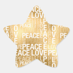 Glam Gold Peace Love       Star Sticker