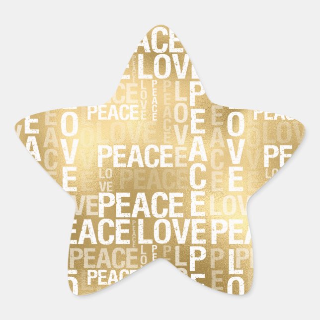 Glam Gold Peace Love       Star Sticker (Front)