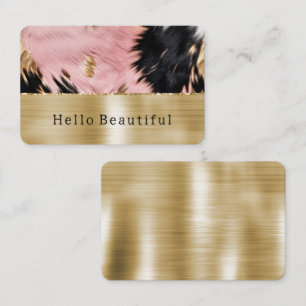 Glam Gold Pink Black Cowhide Business Card