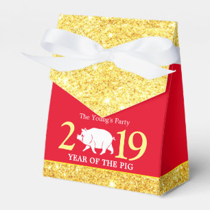 Glam Gold Red Year Pig 2019 Chinese New Year Favour Box