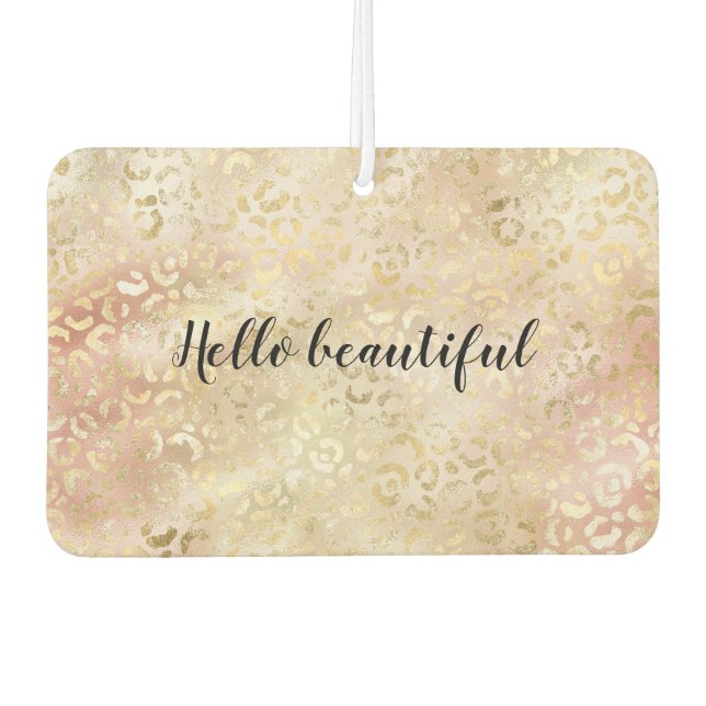 Glam Gold Rose Blush Pink Leopard Print     Car Air Freshener (Front)