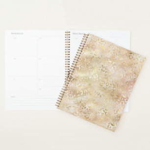 Glam Gold Rose Blush Pink Leopard Print Planner