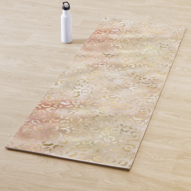 Glam Gold Rose Blush Pink Leopard Print     Yoga Mat (In Situ)