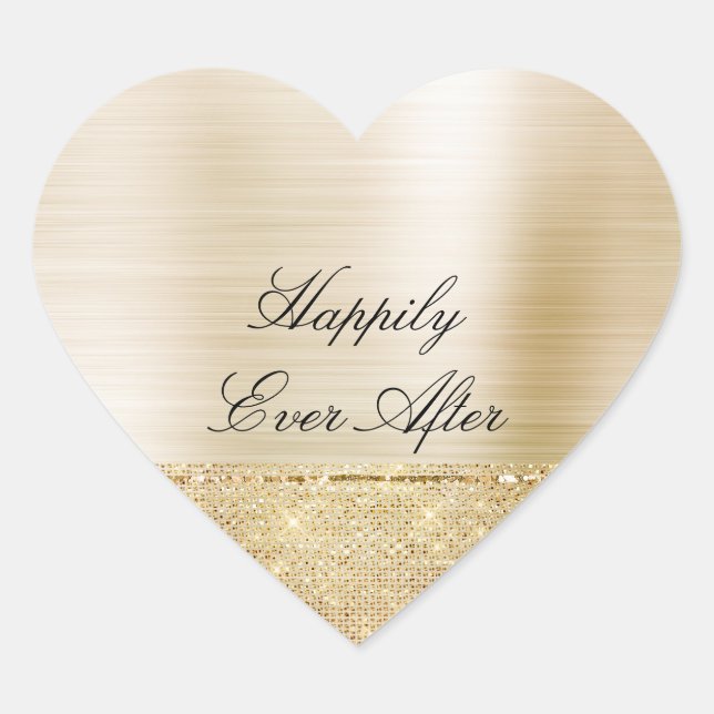 Glam Gold Sparkle Heart Sticker (Front)
