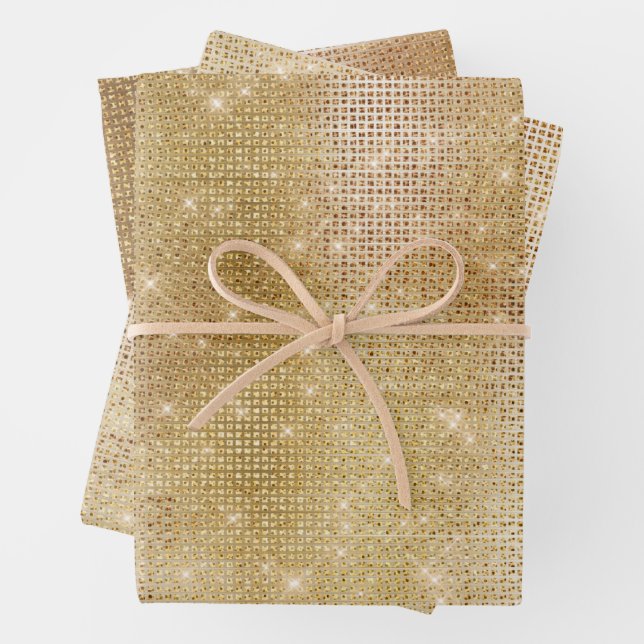 Glam Gold Sparkle Wrapping Paper Sheet (In situ)