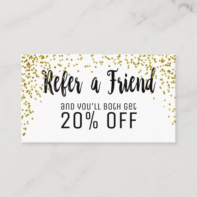 Glam Gold Speckled Glitter Referral Card (Front)
