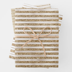 Glam Gold Stripes Wrapping Paper Sheet