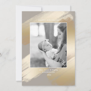 Glam Gold Swashes and Photo Holiday Card