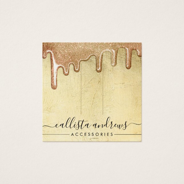 Glam Gold Thick Glitter Drips Hair Clip Display (Front)