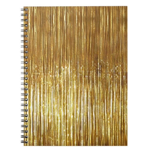Glam Gold Tinsel Stripes Notebook (Front)