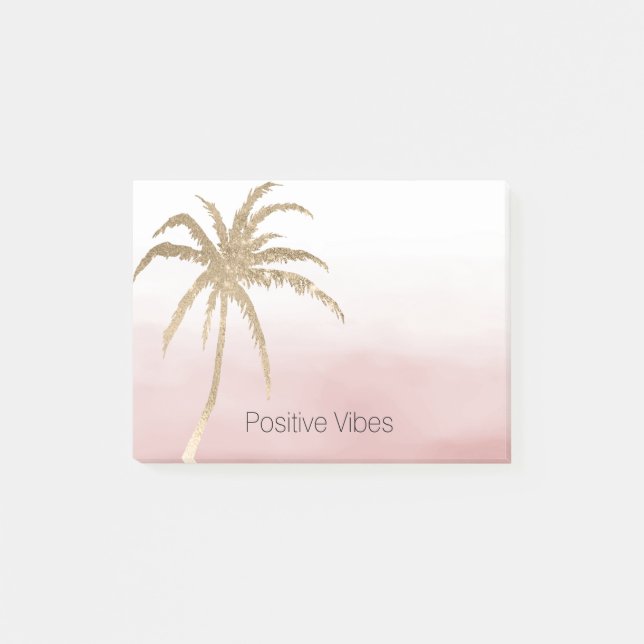  Glam Gold Tropical Palm Pink ombre       Post-it Notes (Front)