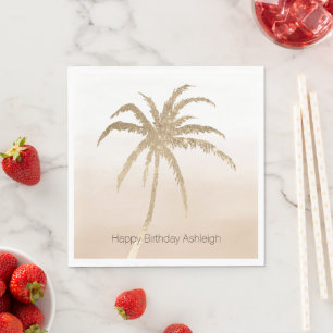 Glam Gold Tropical Palm Tree Ombre     Napkin